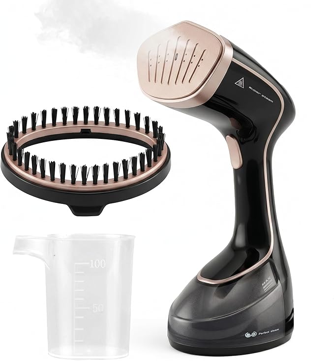 Clothes Steamer 1500W, Portable Steamer for Clothes with 20s Fast Heat, Large Detachable Tank, 3 Steam Modes, LED Display, Leak-Proof Travel Steamer, Handheld Steam Cleaner for Home and Travel (Black)