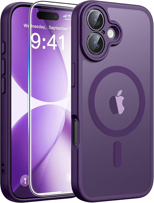 FNTCASE for iPhone 17 Case: [Compatible with Magsafe] Translucent Matte Cases with [Full Camera Protection] [Screen Protector] Military Grade Shockproof Protective Phone Cover - Purple