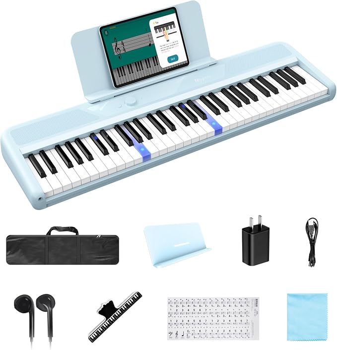 Rhymo 61 Keys Lighted Smart Piano Keyboard for Beginners, Velocity Sensitive Light Up Keys, Digital Electric Piano with APP Learning