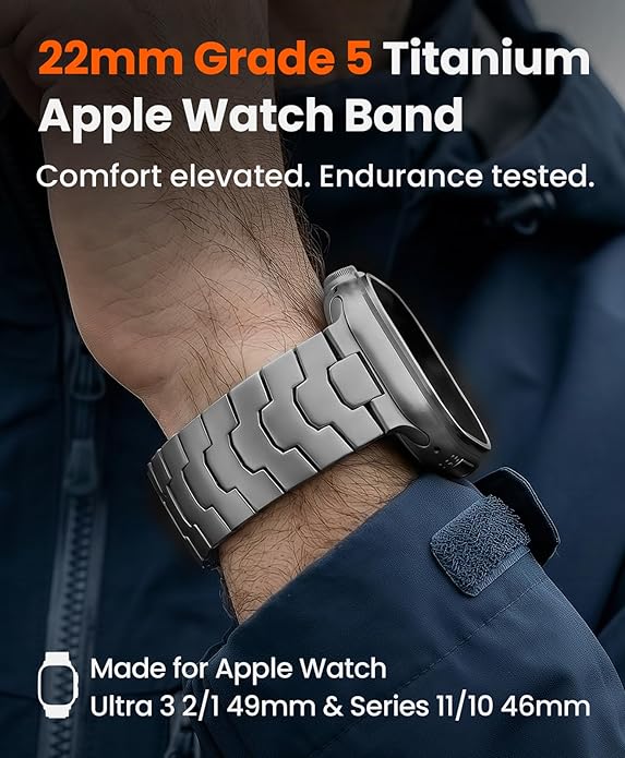 AGIS02 Titanium Band for Apple Watch Ultra 3/2/1 Band 49mm & Series 11/10 46mm, Grade 5 Titanium Ultra Watch Band for Men with DLC Coating, Durable and Lightweight iWatch Metal Strap