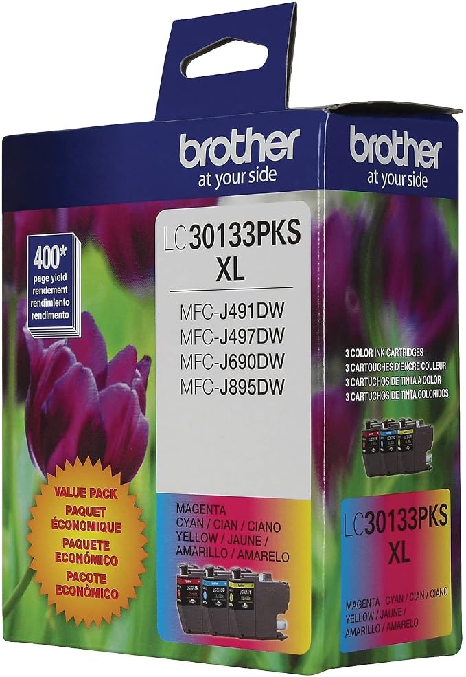 Brother High-Yield Color Printer Ink Cartridges LC3013 3-Pack for Work Smart Series - Professional Grade Ink for MFC-J491DW, J497DW, J690DW, J895DW - Up to 400 Pages per Cartridge