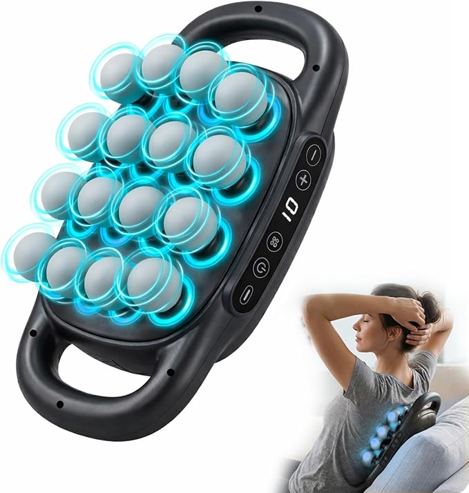 16 Head Massage Gun Deep Tissue Percussion Massager with Red Light Therapy | Multi Head Massager Gun for Muscle Recovery Back Pain Relief | Professional Full Body Massager 9 Modes & 30 Intensities