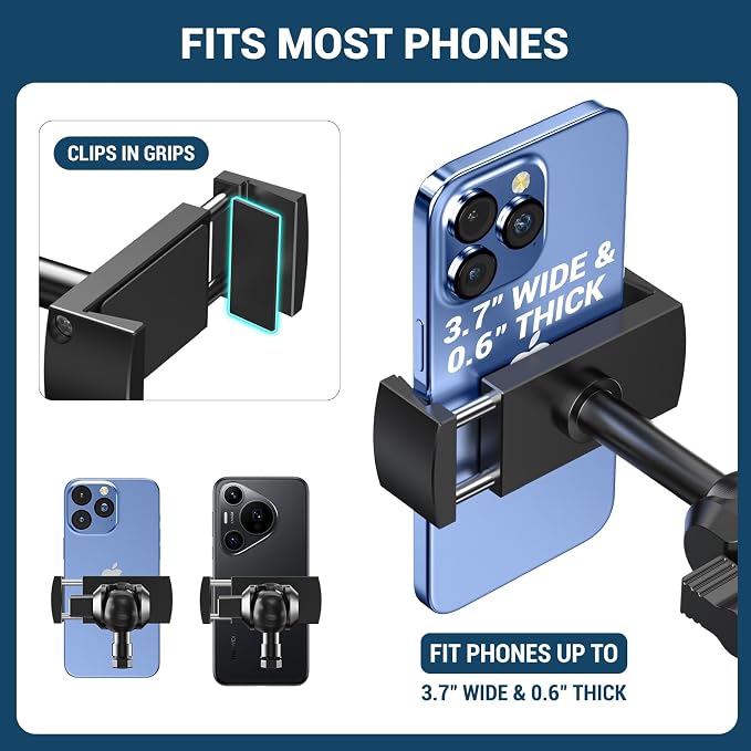 Surfcabin No Punching Required Dash Phone Holder, Compatible with 2015-2020 F150 2017-2022 F250 F350, Metal Cellphone Mounting Bracket Stand for Most CellPhones (Clip Type)
