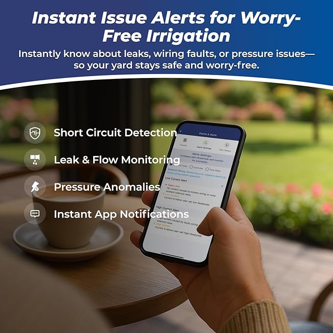 Indoor Smart Sprinkler Controller 8 Zone, WiFi Automatic Irrigation Timer, Easy-Use App Remote Control, Flexible Programs, Save Water via Rain, Wind&Freeze Skip,Quick Install, with Alexa