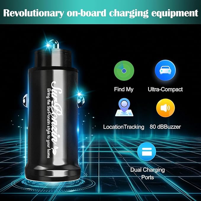 Car Anti-Loss Device with Charging Port - Real-Time Location Tracking, Compatible with Apple Find My (iOS Only)-Black