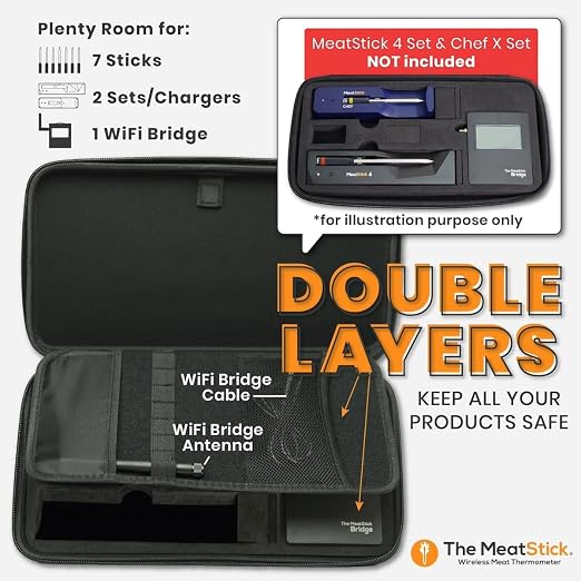 MeatStick X WiFi Travel Kit [Unlimited Range] | Duo Sensors Smart Wireless Meat Thermometer with Bluetooth | for Smoking, Grilling, BBQ, Air Fryer, Deep Frying, Oven, Sous Vide, Rotisserie