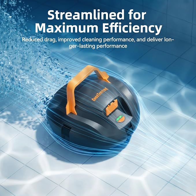 Planet Edge Pool Vacuum for Above Ground Pool, 120-Min Runtime, Powerful Dual-Motor, Adjustable Cleaning Path, Cordless Robotic Pool Cleaner for Flat Pools Up to 850 Sq.ft, Deep Grey