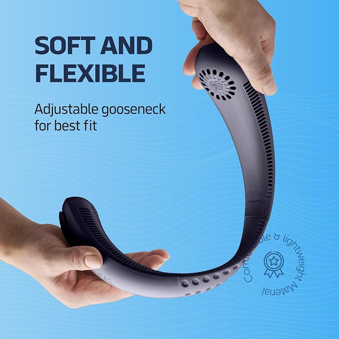 NEXAIR Portable Neck Fan Hands Free Cooling Bladeless Blue | Lightweight, 3 Speeds, 2400mAh Battery, 5H Runtime