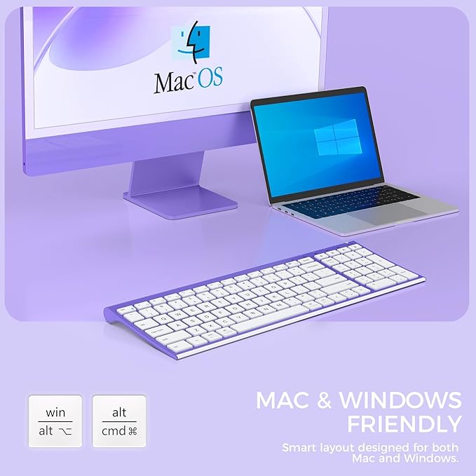 iClever BK10 Bluetooth Keyboard Quiet Typing Multi-Device USB-C Rechargeable – Slim Wireless Keyboard for Mac Windows iPad Office