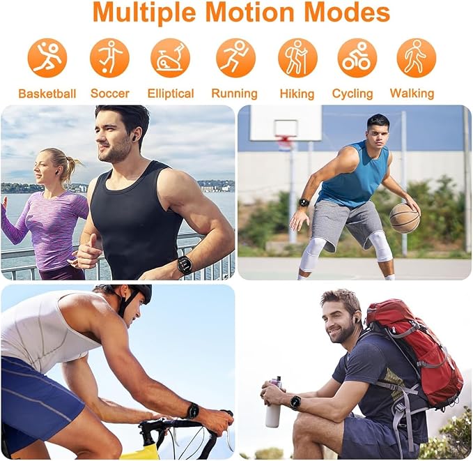 Smart Watch with Earbuds, 1.32 Inch Round Fitness Watch X10, 2 in 1 Bluetooth Watch with Step,Calories,Sleep Monitor,Heart Rate Blood Pressu-re Monitor for iOS & Android