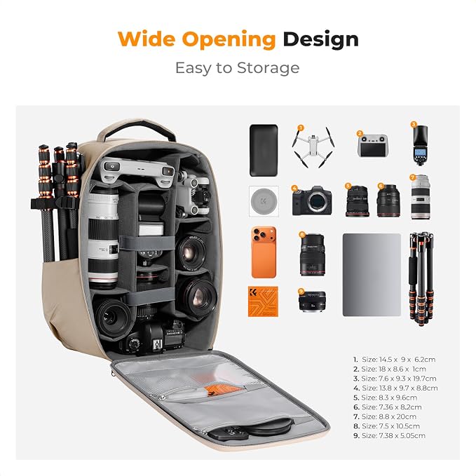 K&F CONCEPT Camera Backpack,Hardshell Photography DSLR Camera Bag with 15-15.6 Inch Laptop Compartment Hard Shell Camera Case Compatible with Canon/Nikon/Sony/DJI Mavic Drone