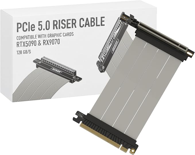 LINKUP PCIE 5.0 Riser Cable | for Vertical GPU Mount | Right Angle | Graphics Card GPU Ready | Usable with PCIe 4.0 & RX9070/ RTX5090 | 15cm (Total Length: 19cm)