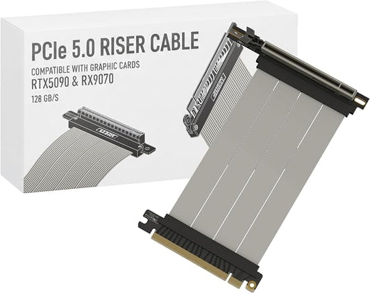 LINKUP PCIE 5.0 Riser Cable | for Vertical GPU Mount | Right Angle | Graphics Card GPU Ready | Usable with PCIe 4.0 & RX9070/ RTX5090 | 15cm (Total Length: 19cm)