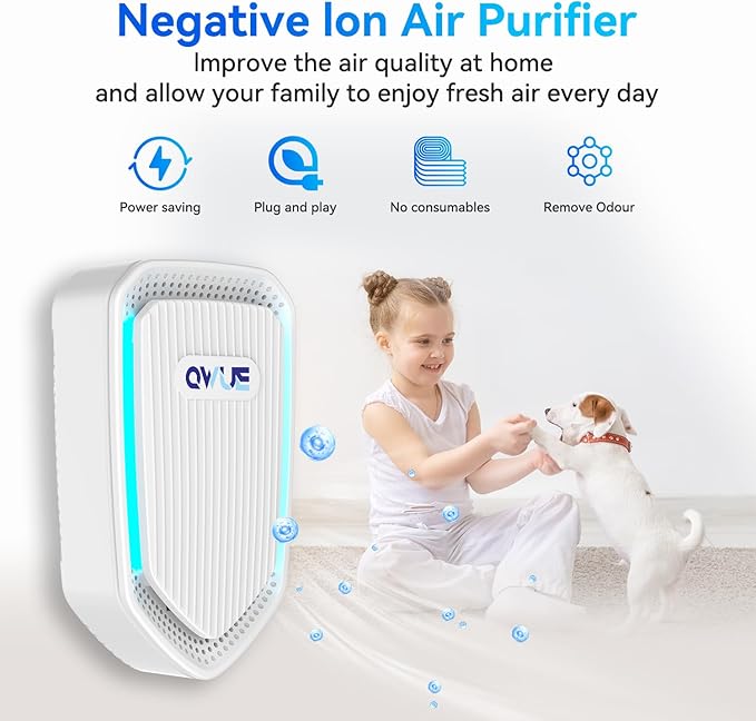 8Pack Air Ionizer Plug In, Filterless Home Negative Air Purifier, Quiet Air Freshener Portable Cleaner for Odors Smoke Dust, Air Purifiers for Home Office, Bedroom, Kitchen