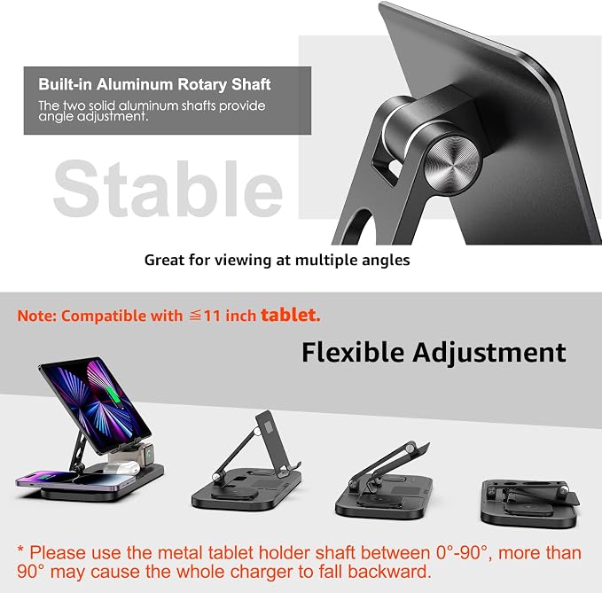 Wireless Charger 4 in 1 for Apple Wireless Charger for iPhone 17 Pro Max/16/15/14, AirPods Pro, iPad Stand, Watch Charger for iWatch Series 10/9/8/7, Wireless Charging Station for Multiple Devices