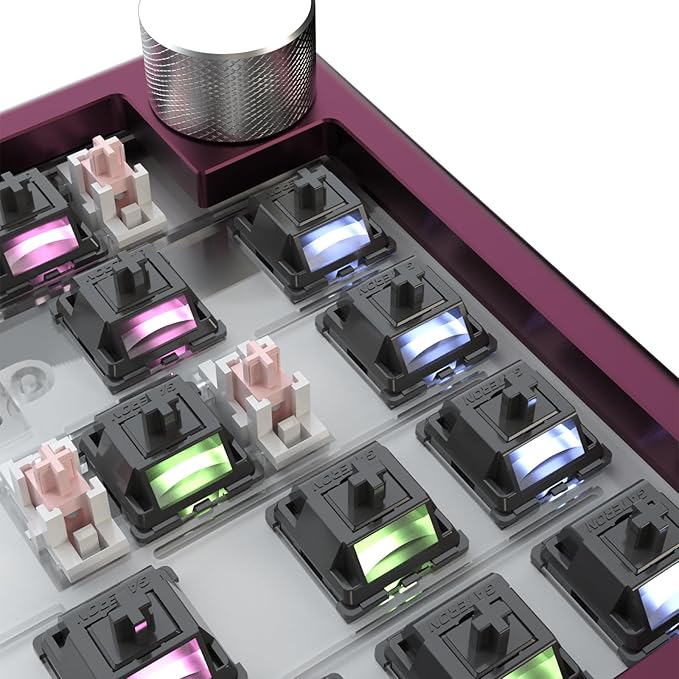 kutethy Gateron Ghost Keyboard Switches for MX Mechanical Keyboard, 5 Pin 48gf Linear Pre-lubed Switches RGB LED 22mm Dual-Stage Spring Full POM (108pcs)