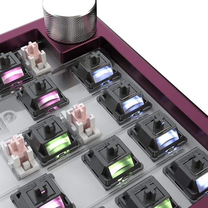 kutethy Gateron Ghost Keyboard Switches for MX Mechanical Keyboard, 5 Pin 48gf Linear Pre-lubed Switches RGB LED 22mm Dual-Stage Spring Full POM(10pcs)