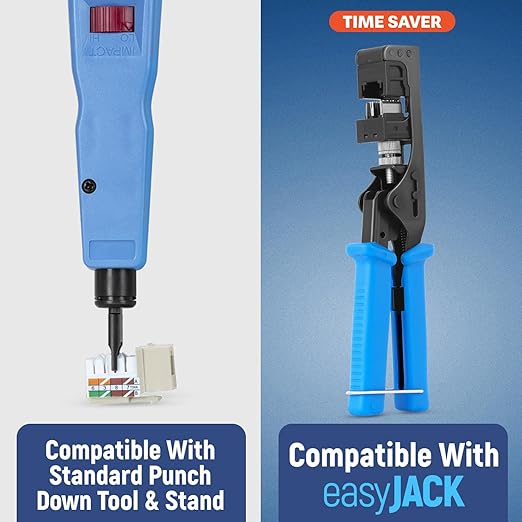 Everest 90° Angled RJ45 Cat6 Keystone Jacks 50-Pack in Light Almond | Slim Profile Female RJ45 Connectors | Cat 6 Keystone Jack | Compatible with 90° Angled Speed Termination Tool - easyJACK