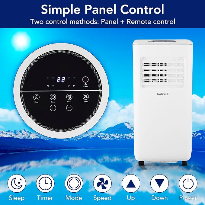 Garvee 10000 BTU Portable Air Conditioners with Remote Control, 3 in-1 Free Standing Cooling AC Unit with Dehumidifier Fan Function, Cools Room up 450 Sq. Ft, Auto Swing, Sleep Mode, 24H Timer