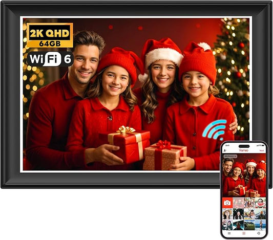 2K 64GB 10.5 Inch Digital Picture Frame,WiFi6 Digital Photo Frame 1920x1280 FHD IPS Touch Screen 100% sRGB,Share Photos & Videos via Frameo App, Extend Storage by SD Card and USB Drive,Clock,Weather