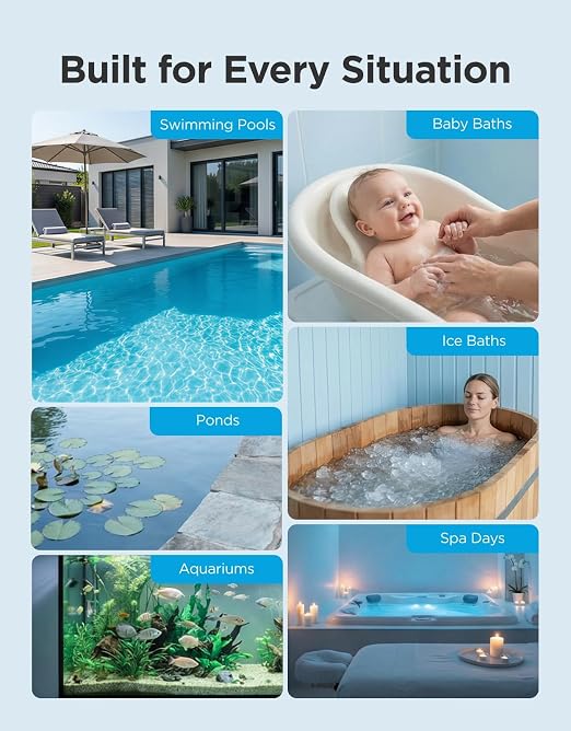GoveeLife Smart Wireless Pool Thermometer P2, with App Easy Read, Cyan | Digital Pool Thermometer Floating, Upgraded IP68 Waterproof, 1082ft Range, APP/Buzzer/Email Alarm, for Swimming Pool/SPA/Pond