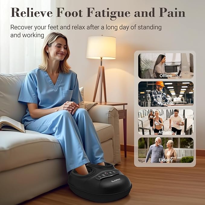 CuPiLo Foot Massager with Heat, FSA Eligible HSA Shiatsu Feet Massager for Plantar Fasciitis, Adjustable Kneading and Compression Foot Massage Machine for Neuropathy Relief