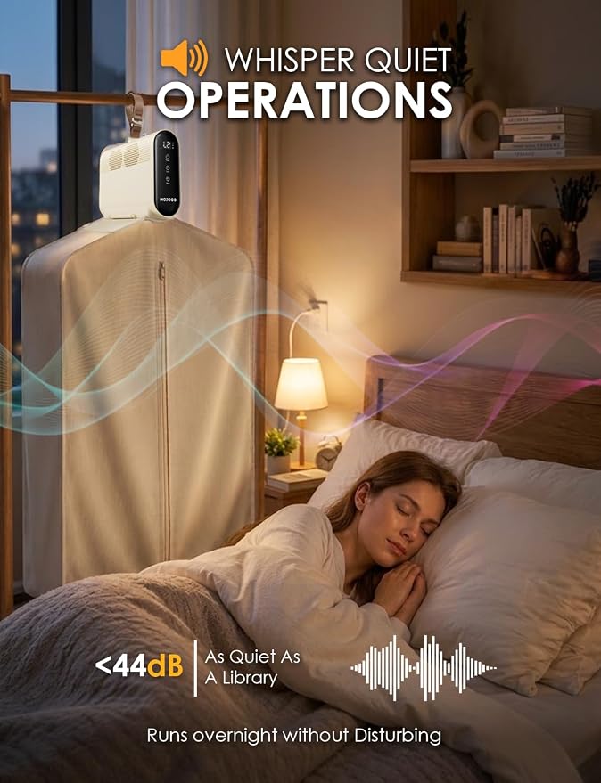 MOJOCO Travel Clothes Dryer - Global Voltage Mini Portable Dryer with Timer & Quiet Operation - Small & Compact dryer for Dorms, Apartments, RVs