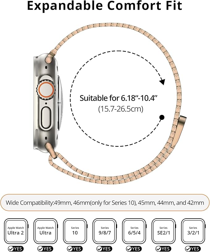 LULULOOK Milanese Mesh Loop Compatible with Apple Watch Band 49/46/45/44/42/41/40/38mm for Men Women, Stainless Steel Magnetic Buckle Strap for iWatch Ultra 3/2 Ultra Series 11 10 9 8 7 6 SE 5 4 3