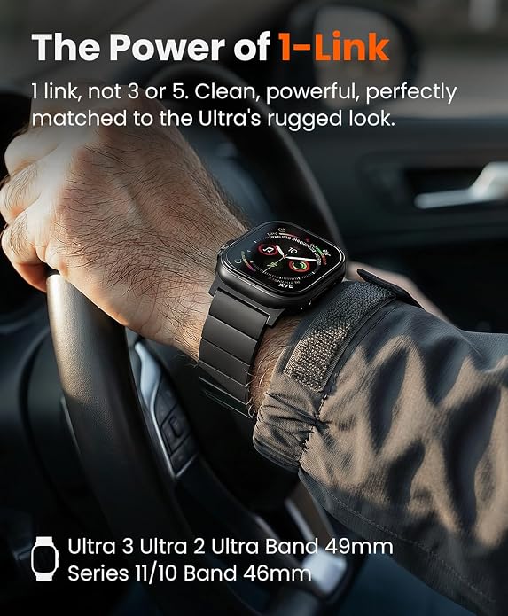 Grade 5 Titanium Band for Apple Watch Ultra 3/2/1 49mm & Series 11/10 46mm,Dual Magnetic Clasp with Adjustable Small Link,Scratch Resistant & Premium Color Matched Metal Band for Men,CRNS02