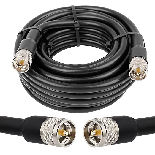 MOOKEERF KMR400 Coaxial Cable 20FT, PL259 CB Antenna Coax Cable Jumper UHF Cable Male to Male Connector Low Loss 50 Ohm for Ham Radio, VHF Radio, Antenna Analyzer, SWR Meter
