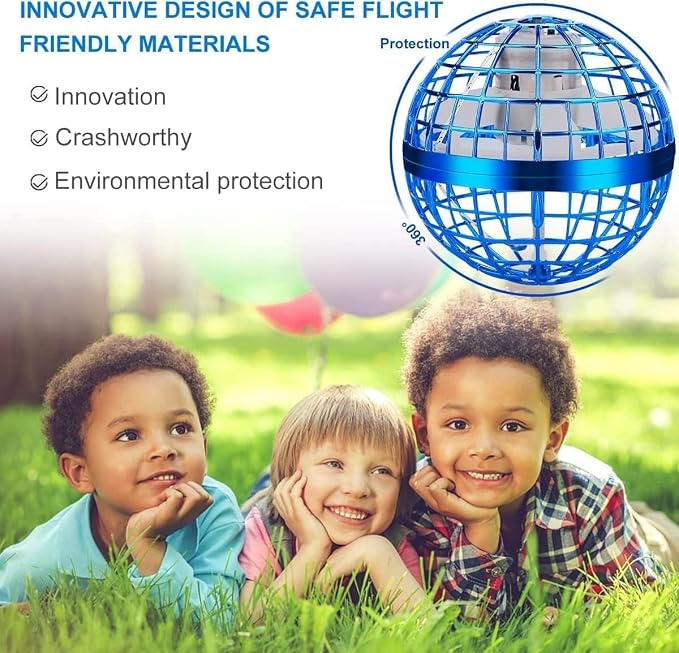 Flying Orb Ball Toy, Hover Hand Mini Drone Cosmic Globe, Fly Spinners for Kids Adults Indoor Outdoor Toys, Cool LED Lights Toys for 6 7 8 9 10+ Years Old Boys Girls Gift Blue