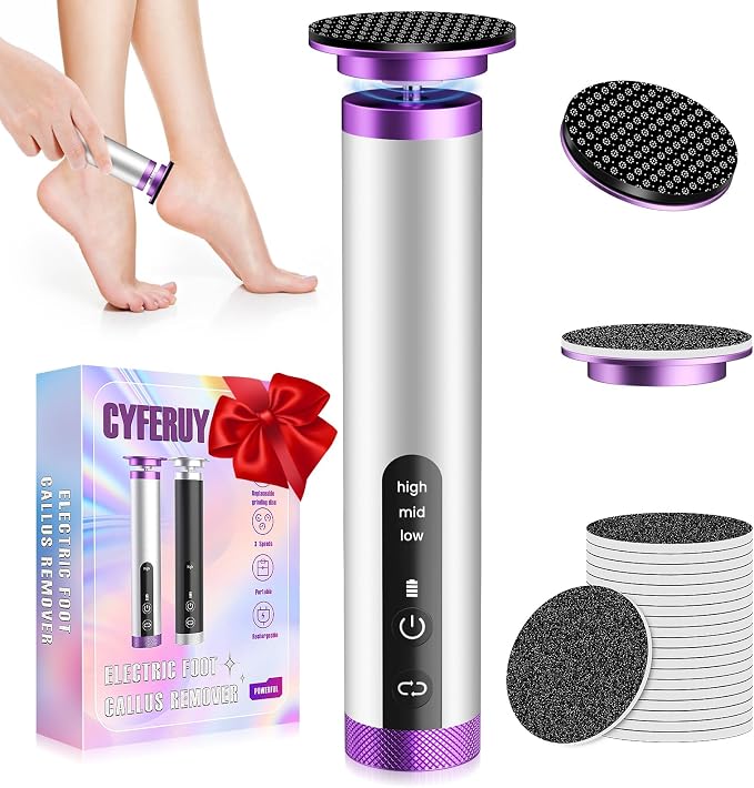 2PCS Electric Foot Callus Remover with Nano-Glass Head(Purple)+(Black)