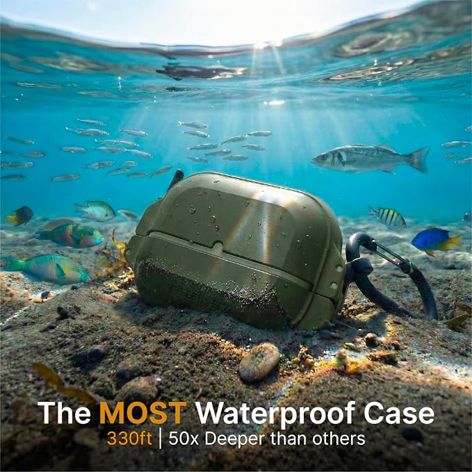 Catalyst for AirPods Pro 3 Case, IP68 Waterproof 330ft, 20ft Drop Proof Protective Cover with Locking Latch, Glow in the Dark Total Protection AirPods Pro 3 case with Pull Tab, Wireless Charging