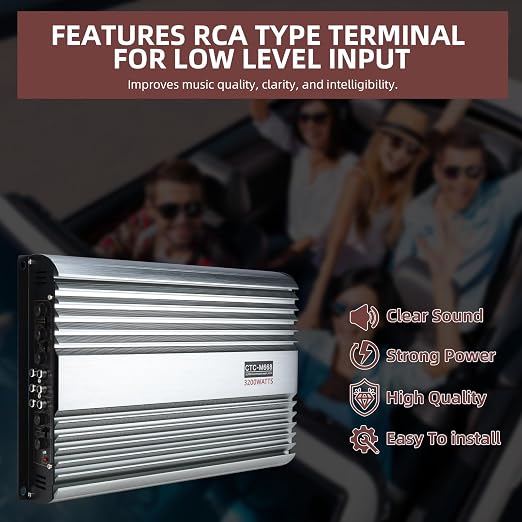 3200W 12V 4 Channel Car Amplifier Stereo Power Amp Audio 4CH Bass Sub Woofer