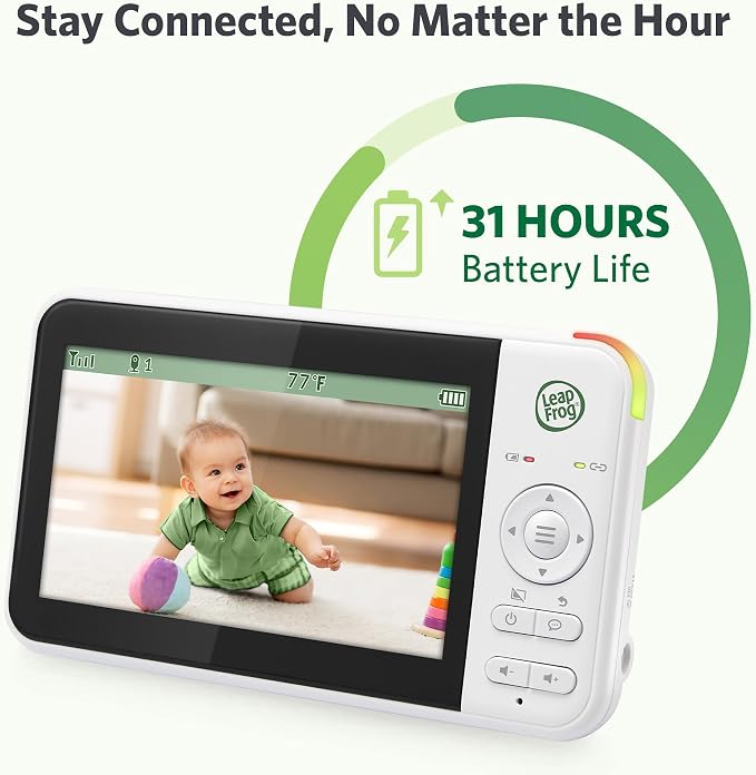 LeapFrog Video Baby Monitor - 5-Inch Color Screen, 31-Hour Battery, Secure Non-WiFi FHSS, Remote Pan Tilt Zoom, Night Vision, 2-Way Talk | LeapView 360