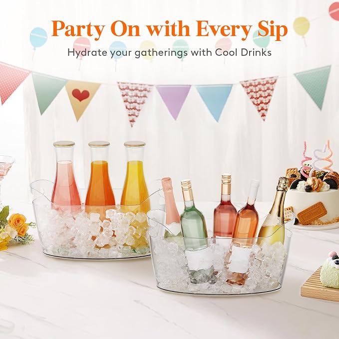 Lifewit 6.5L Ice Bucket for Parties 4 Pcs, Large Beverage Tub with Scoop, Drink Cooler for Dirty Soda Bar, Portable Champagne/Wine/Beer/Juice Table Chiller for Outdoor Bar & Mimosa Bar Supplies