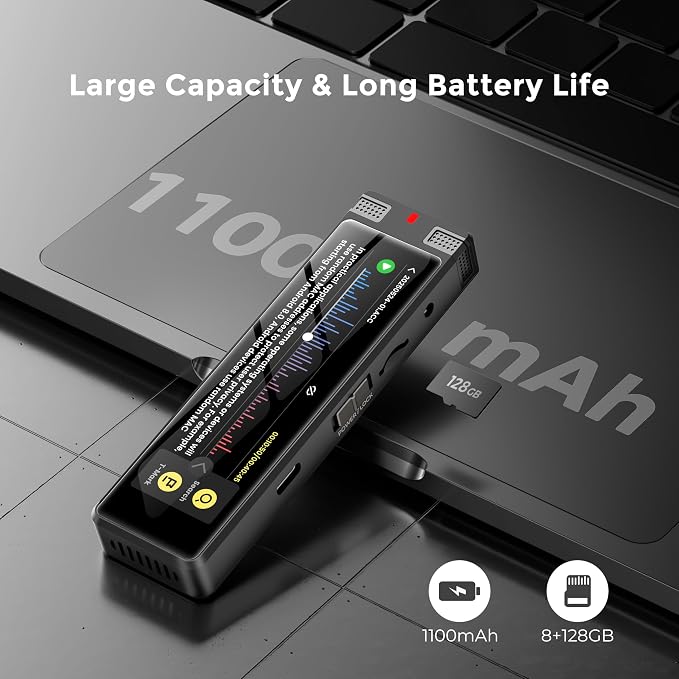 136GB AI Voice Recorder, TIMMKOO Digital Voice Recorder with Playback, Offline Transcribe and Online Summarize/Mindmap/Translation Base on AI Technology, Voice Activated Audio Recorder (Black)