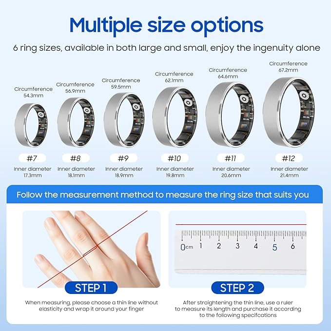 2026 Smart Ring Health Tracker for Men Women, Sleep Stress Exercise Health Monitoring, IP68 Waterproof, Long Battery Life, No Subscription, iOS Android Compatible (Rose Gold, 12)