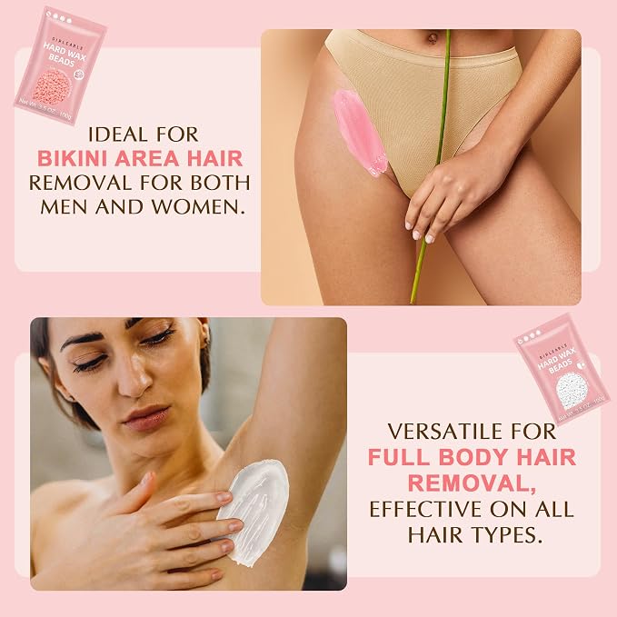 GIRLEARLE Premium Digital Waxing Kit for Women Sensitive Skin, Wax Warmer Hair Removal for Men at Home with Wax Beads & Silicone Pot, Target Different Types of Brazilian Bikini, Facial, Leg, Full body