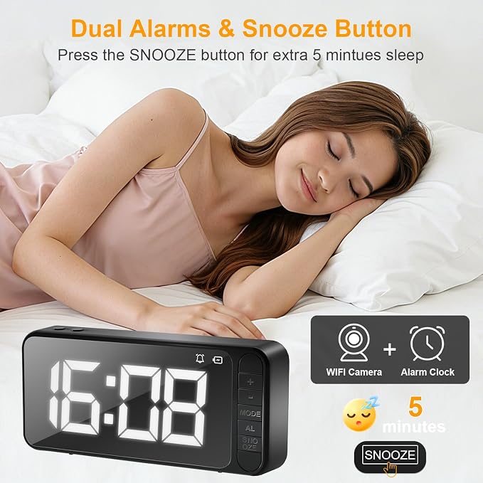 Magnetic Hidden Camera Clock - WiFi Wireless 4K HD Nanny Cam with Wide-Angle 150°, Clear Night Vision & Smart Motion Detection, Indoor Hidden Camera for Home Security, Office, Pet, App Remote Control