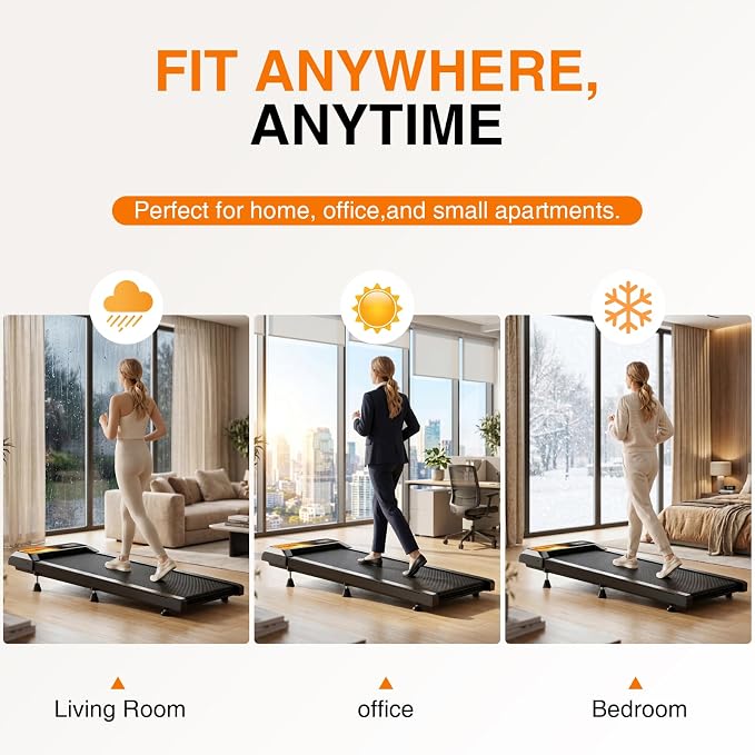 Gkyet Gold Walking Pad with 5% Incline, 2.5HP Quiet Under Desk Treadmill for Home Office, 265 LBS Capacity, Portable Slim Walking Pad Treadmill with Remote Control, Small Treadmill for Apartment