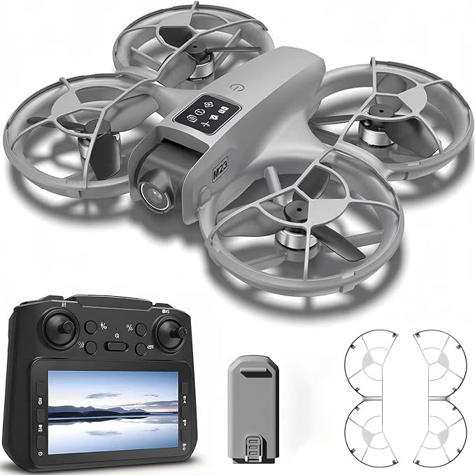 CloudWings Drone with camera for kids and Remote – Beginner RC Drone for Kids with Brushless Motor, Optical Flow Hover, One-Key Takeoff, FPV Video （grey, 1 Batteries)