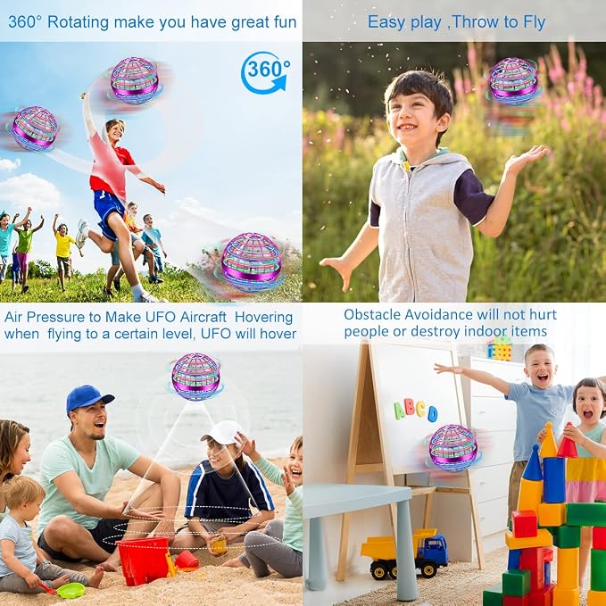 2026 Flying Orb Ball Toy, Hover Ball Fly Fidget Spinner, Cool Toys Gifts for 6 7 8 9 10 11 12+ Years Old boy Girls Teens, Hand Mini Drone Cosmic Globe, Indoor Outdoor Toys Purple