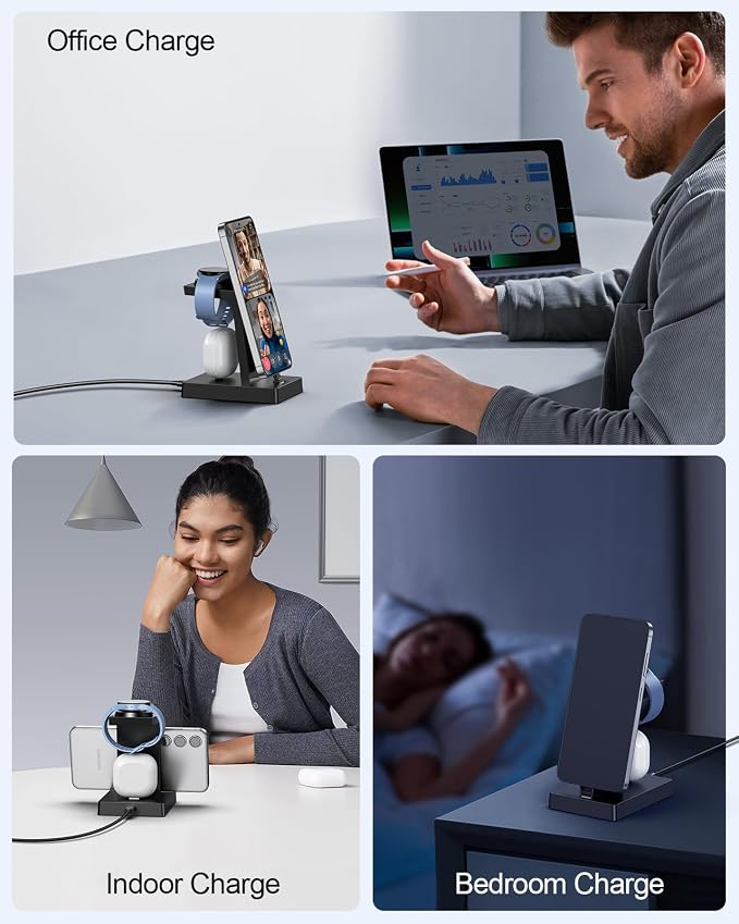 NANAMI Fast Charger for Samsung Galaxy Watch 6/5/4/3, Stand for Galaxy S24/S24+/S24 Ultra/S23/S22/S21/S20, Buds Pro, Wireless Charging Stand for iPhone 16/15/15 Pro/15 Plus/15 Pro Max/14/14 Pro/13/12