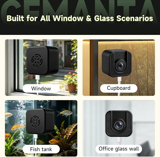 3MP Window Camera, Lifetime Free Cloud Storage, WiFi6 Indoor Security Camera, Night Vision, AI Detection, 24/7 Recording, Compatible with Alexa, Black, 1PCS