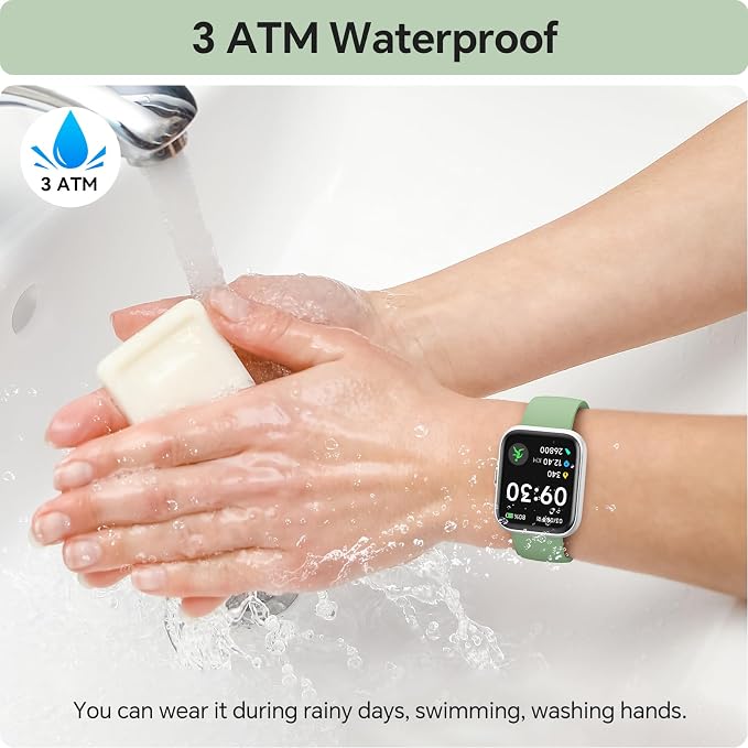 aeac Smart Watches for Women Men, 1.85" HD Smart Watch for Samsung/iPhone/Android, Fitness Tracker with 24/7 Heart Rate/Sleep/SpO2 Monitor, Smartwatch 120+ Sports Modes 3ATM Waterproof, Green