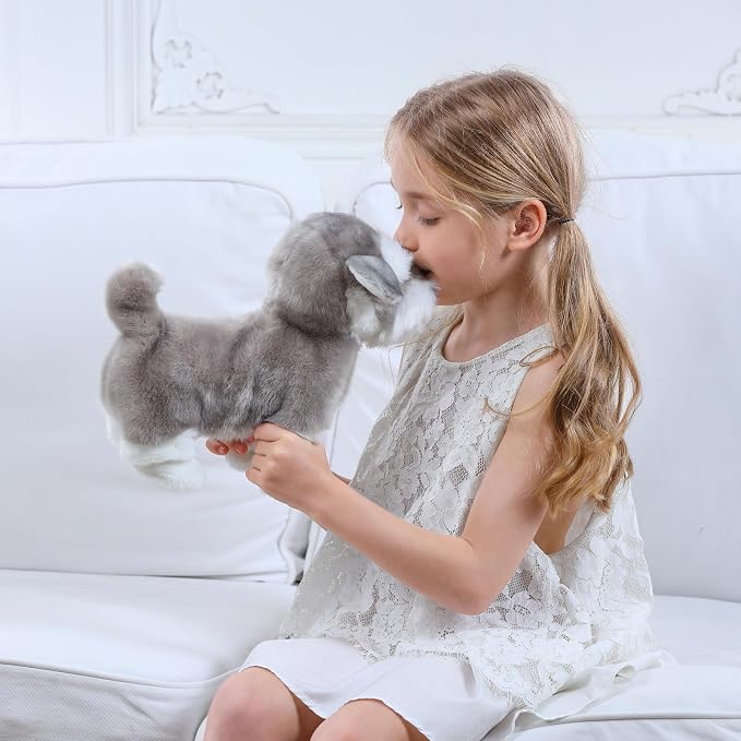 CU-MATE Electronic Walking Dog Toy, Interactive Plush Schnauzer Puppy, Realistic Interactive Pet Toy Dog, Walking, Barking, Wagging Tail & Talking, Present Gifts for 3+ Year