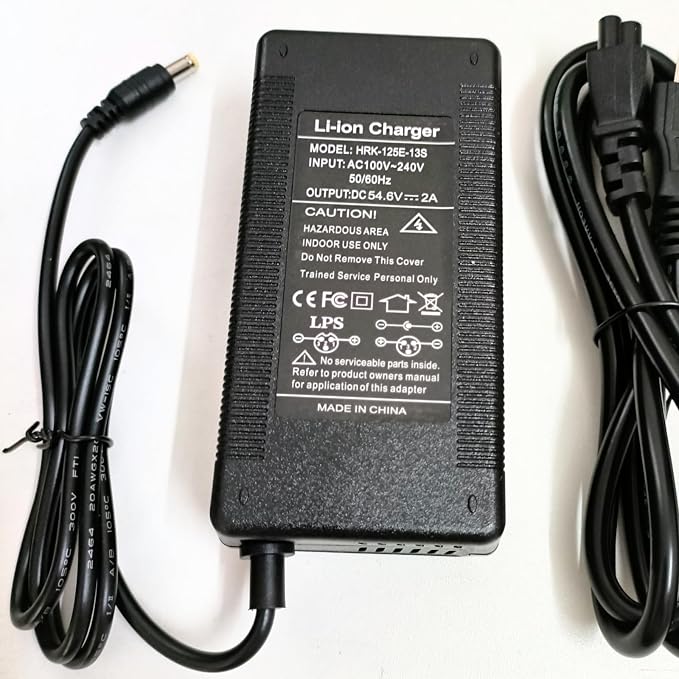 54.6V 2A Charger 5.5mm for 48V Battery Rad Power, Lectric XP 2.0 3.0, RadRunner RadRover, Himiway Cruiser, Aventon, Ecotric, Sondors, Hiboy, ViVi, Jasion eb7, 54.6 Volt 2 Amp w/Fan