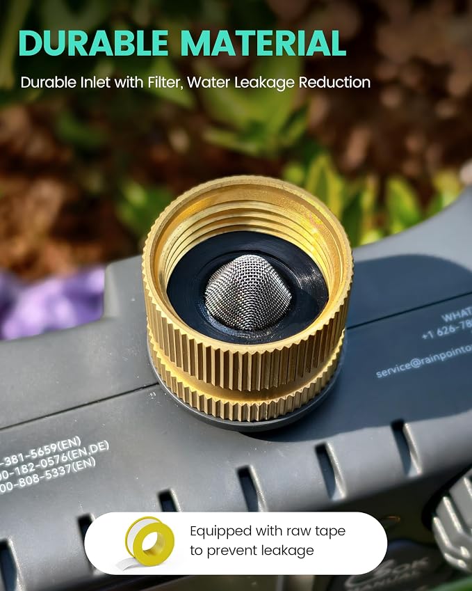RAINPOINT Sprinkler Timer 2 Outlet, Water Timer for Garden Hose, Programmable Drip Irrigation for Yard Outdoor Watering, Rain Delay/Manual/Automatic (Brass, 1 pcs)