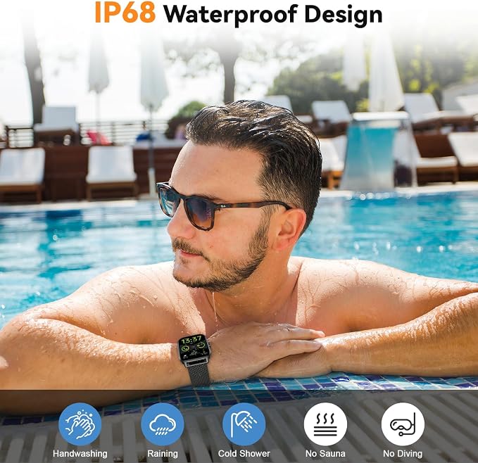 Smart Watch for Men Women Fitness Tracker: Waterproof Bluetooth Call Answer Make Smart Watches for Android iPhone Digital Mens Watches Activity Smartwatch Pedometer Heart Rate Monitor 120 Sports Model